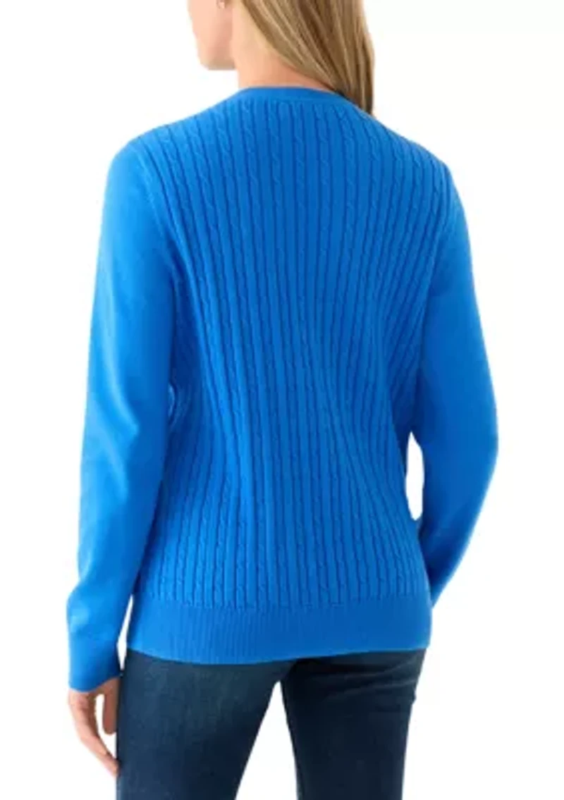 Women's Long Sleeve Cable Crew Sweater