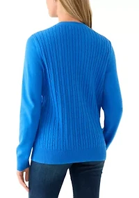 Women's Long Sleeve Cable Crew Sweater