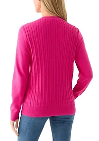 Women's Long Sleeve Cable Crew Sweater