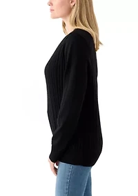 Women's Long Sleeve Cable Crew Sweater