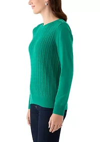 Women's Long Sleeve Cable Crew Sweater