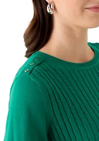 Women's Long Sleeve Cable Crew Sweater