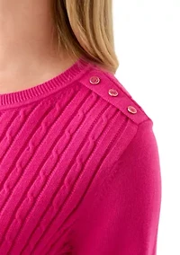 Women's Long Sleeve Cable Crew Sweater