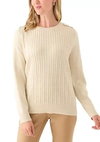 Women's Long Sleeve Cable Crew Sweater