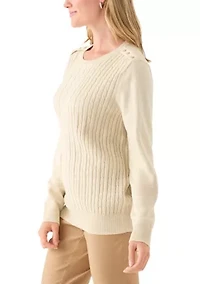 Women's Long Sleeve Cable Crew Sweater