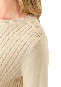 Women's Long Sleeve Cable Crew Sweater
