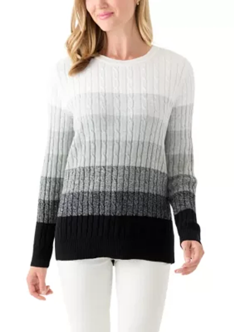 Petite Cable Knit Color Block Sweater