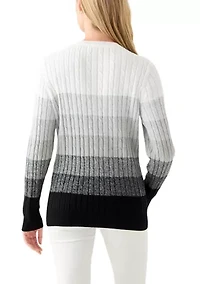 Petite Cable Knit Color Block Sweater