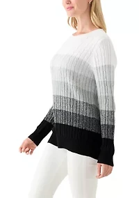 Petite Cable Knit Color Block Sweater