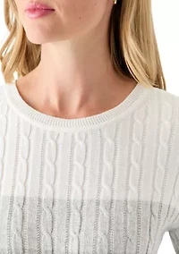 Petite Cable Knit Color Block Sweater