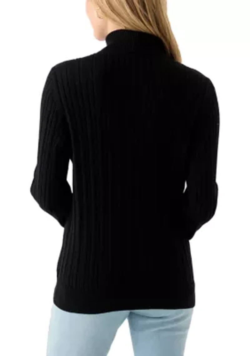Petite Cable Turtleneck Sweater