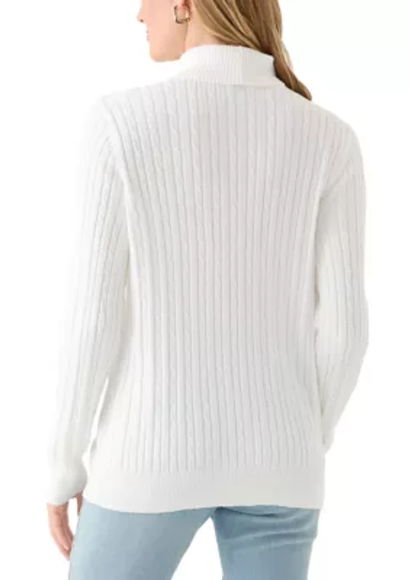 Petite Cable Turtleneck Sweater