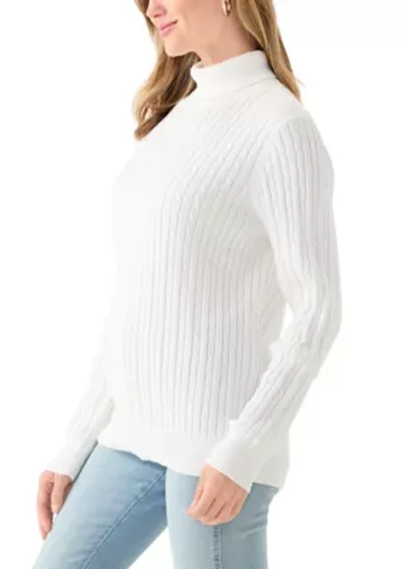 Petite Cable Turtleneck Sweater