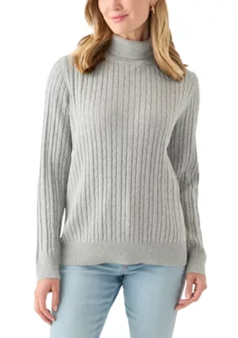 Petite Cable Turtleneck Sweater