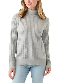 Petite Cable Turtleneck Sweater