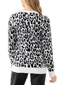 Petite Long Sleeve Crew Neck Jacquard Sweater