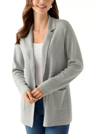 Petite Long Sleeve Open Front Sweater Blazer