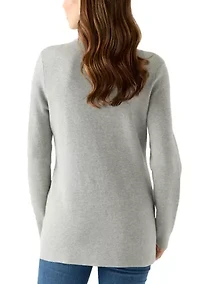 Petite Long Sleeve Open Front Sweater Blazer