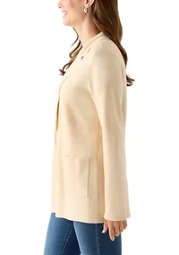 Petite Long Sleeve Open Front Sweater Blazer