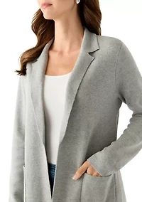 Petite Long Sleeve Open Front Sweater Blazer