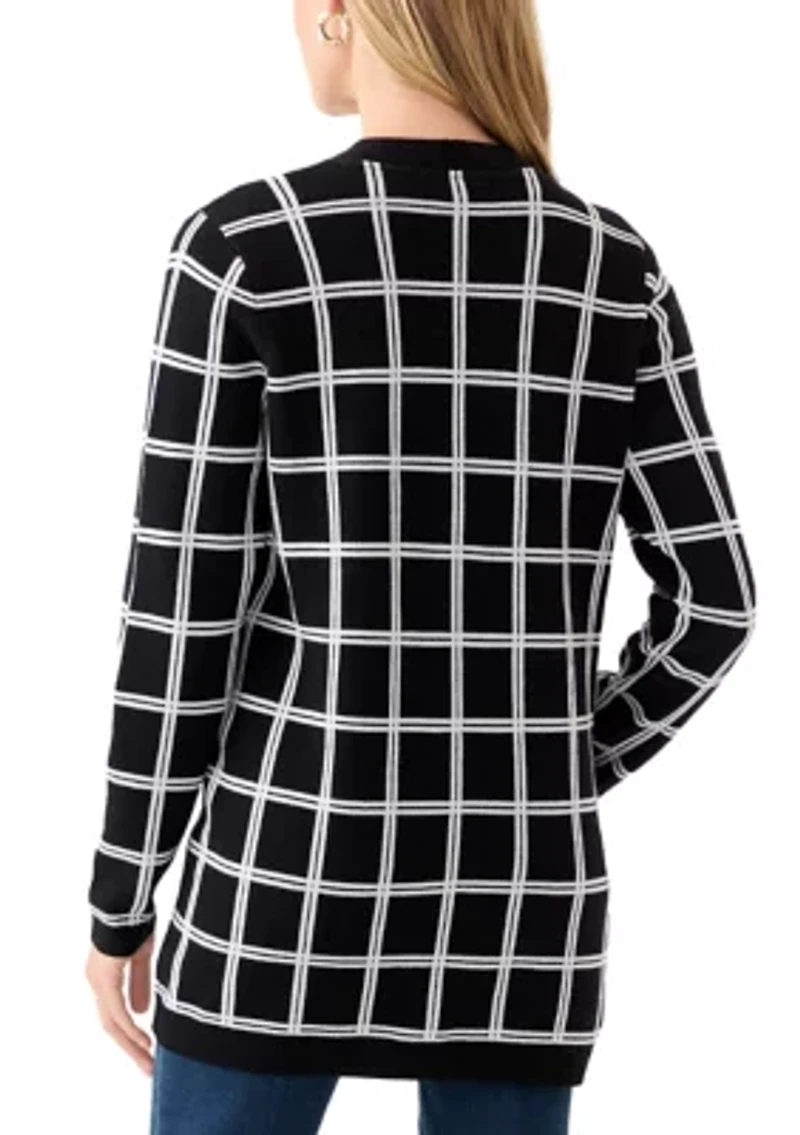 Petite Windowpane Jacquard Cardigan