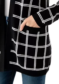 Petite Windowpane Jacquard Cardigan