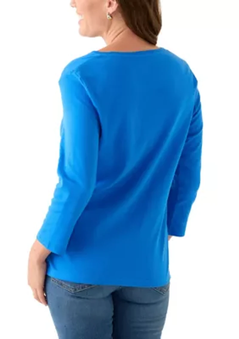 Petite 3/4 Crew Fashion Top