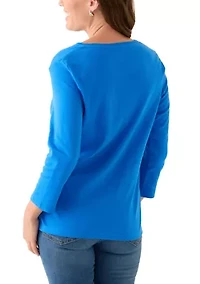 Petite 3/4 Crew Fashion Top