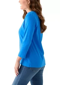 Petite 3/4 Crew Fashion Top