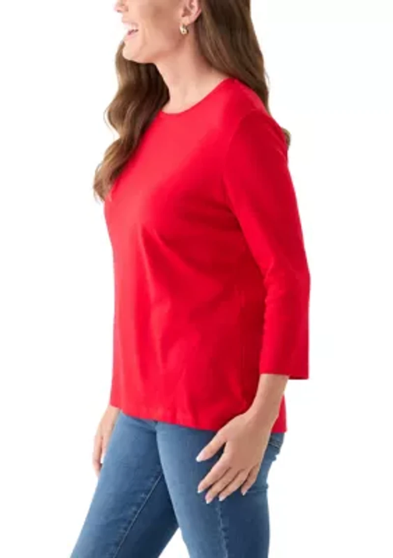 Petite 3/4 Crew Fashion Top