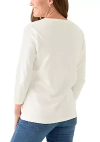 Petite Long Sleeve Holiday Graphic T-Shirt