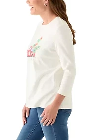 Petite Long Sleeve Holiday Graphic T-Shirt
