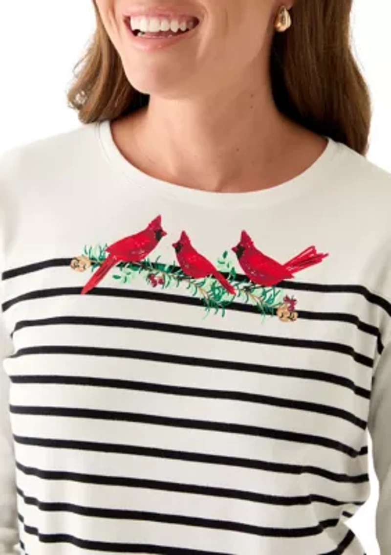 Petite 3/4 Crew Pieced Yoke Graphic Shirt