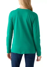 Petite Long Sleeve Crew Solid Top