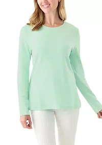 Petite Long Sleeve Crew Neck Shirt