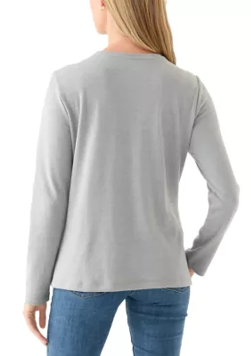 Petite Long Sleeve Crew Neck Shirt