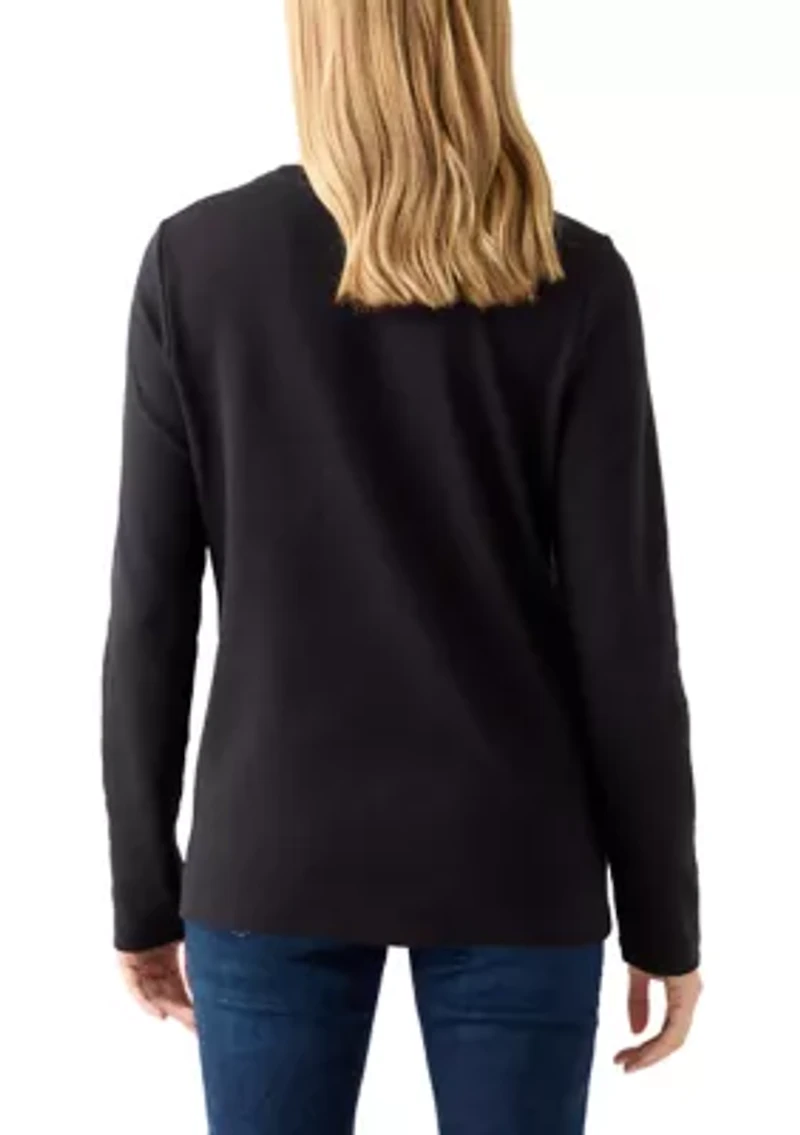 Petite Long Sleeve Holiday Graphic T-Shirt