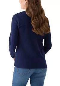 Petite Long Sleeve Holiday Graphic T-Shirt