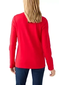Petite Long Sleeve Holiday Graphic T-Shirt