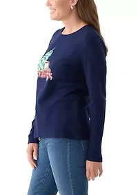 Petite Long Sleeve Holiday Graphic T-Shirt