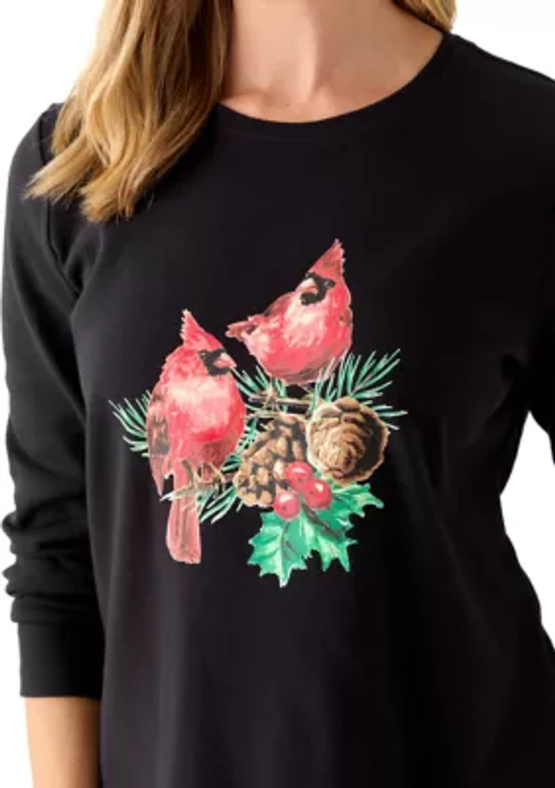 Petite Long Sleeve Holiday Graphic T-Shirt