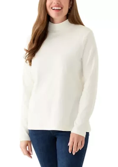 Petite Long Sleeve Mock Neck T-Shirt