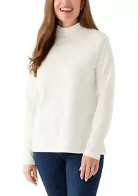 Petite Long Sleeve Mock Neck T-Shirt