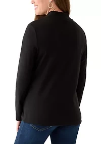 Petite Long Sleeve Mock Neck T-Shirt