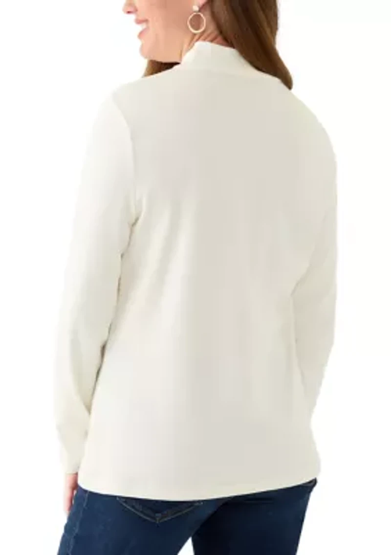 Petite Long Sleeve Mock Neck T-Shirt