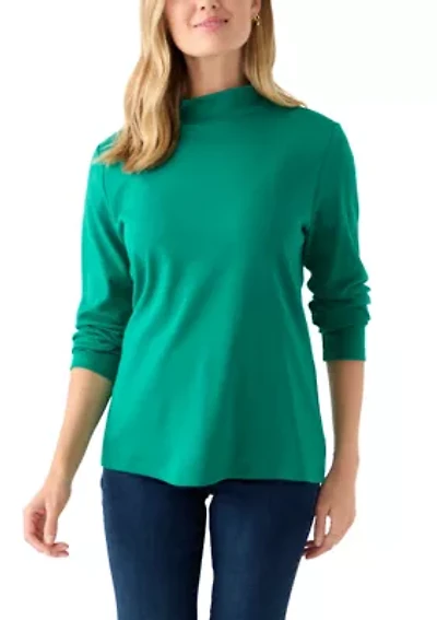 Petite Mock Neck Solid Top