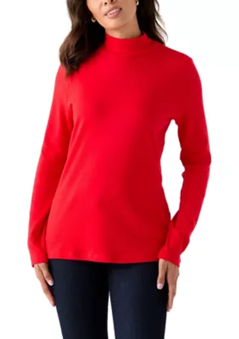 Petite Mock Neck Solid Top