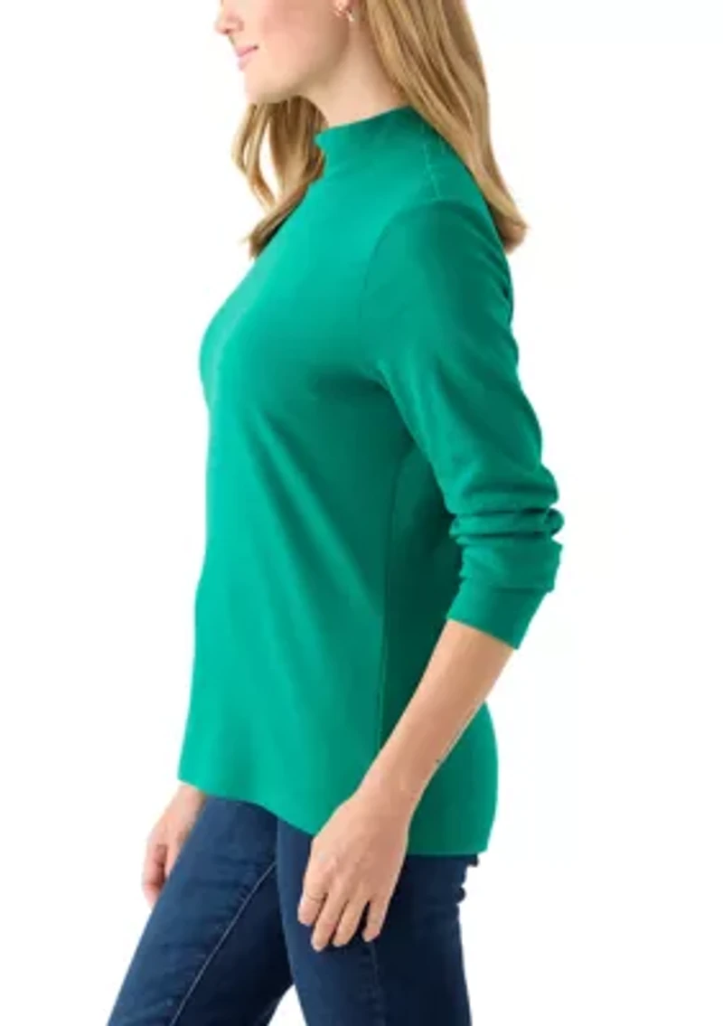 Petite Mock Neck Solid Top