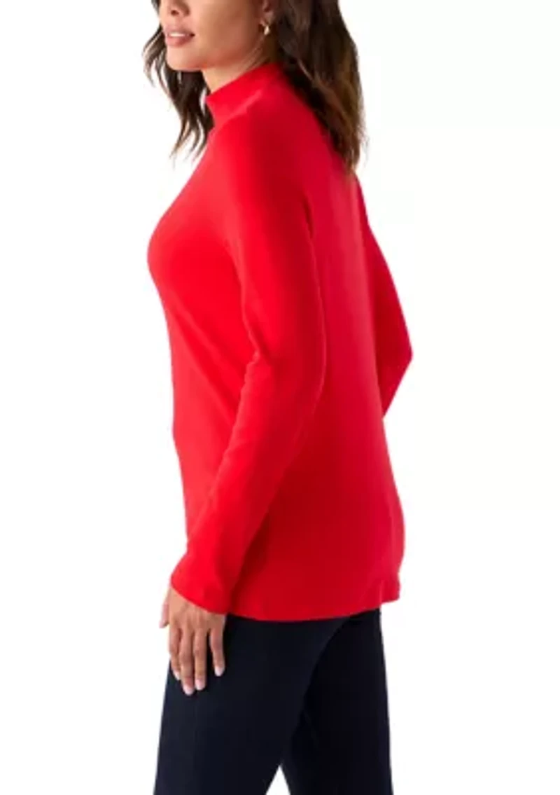 Petite Mock Neck Solid Top