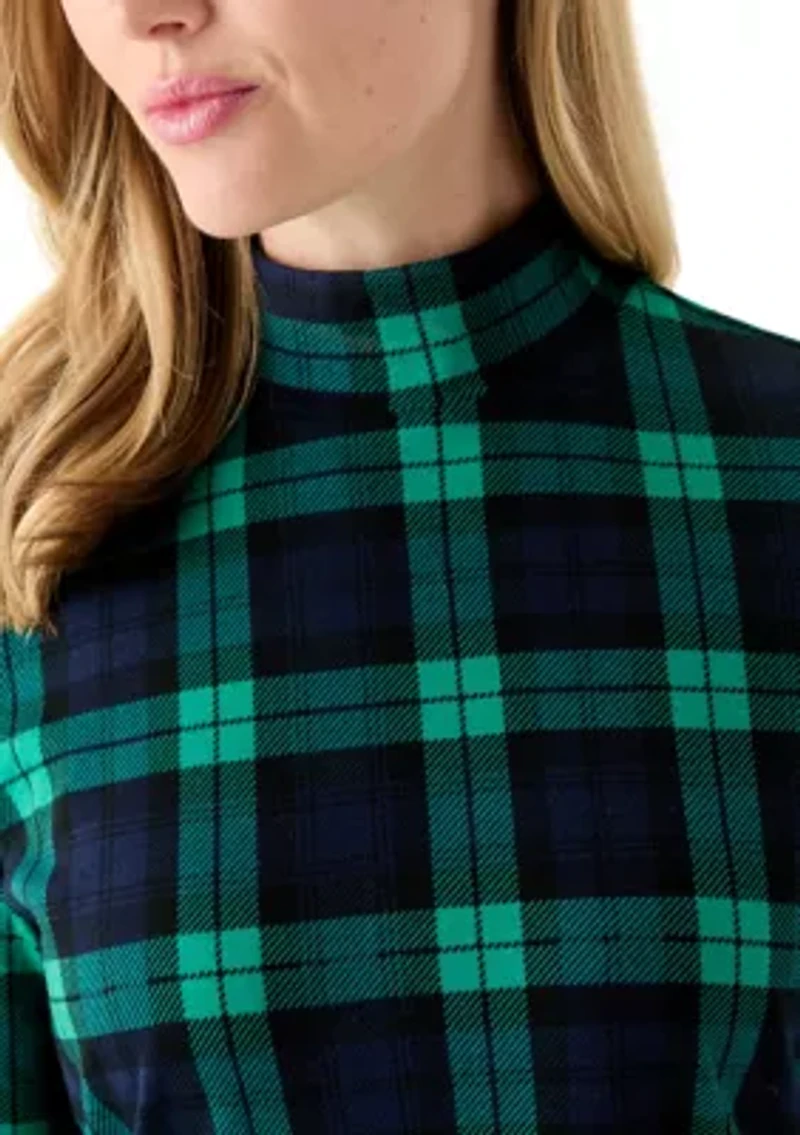 Petite Long Sleeve Mock Neck Printed Top